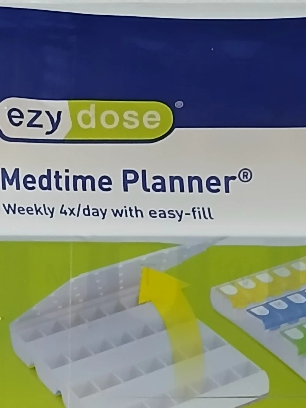 Ezy Dose Medtime Planner Weekly 4x/Day Pill Organizer | Easy-Fill Bottom Open